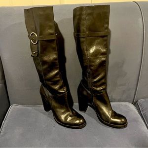 Nine West Kaylee leather heeled boots black